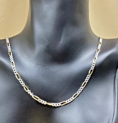 Collar Cadena Figaro Dos Tonos Oro 18k Sobre Plata 925 18" Por Giani Bernini Nuevo Con Etiquetas Foto 1 de 4