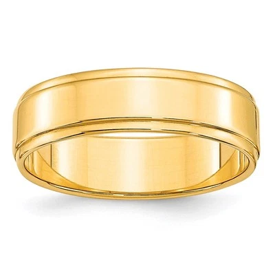 10k Yellow Gold 6mm Flat with Step Edge Wedding Band Ring Size 12 - Image 1 of 4