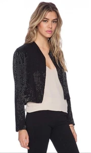 Alice + Olivia Kevin verzierter Seidenblazer Jacke schwarz kleine Perlen $ 597 - Bild 1 von 21