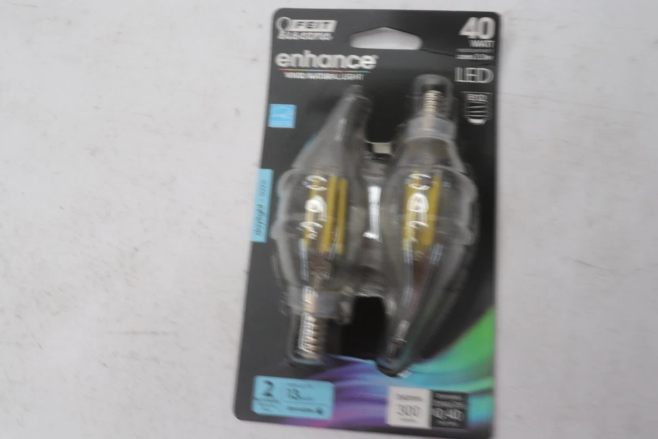 (2-Pk) Feit Electric Flame Tip LED Light Bulbs Daylight 500K 300lm 40W - Image 1 of 4