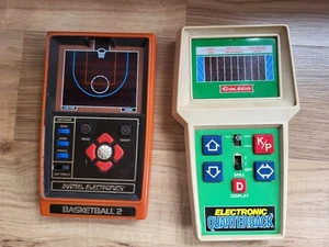 Vintage Coleco Electronic Quarterback & Mattel Basketball 2 Handheld Games Parts - Picture 1 of 5
