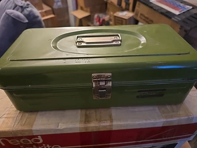 VINTAGE Union Steel Green Utility Chest Heavy Metal Tool Box #2011 13.5"x6.5"x4" - Image 1 of 4