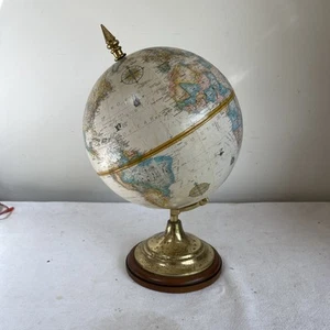 Mappamondo da scrivania vintage Thomas Blakemore su supporto in legno e ottone - Foto 1 di 9