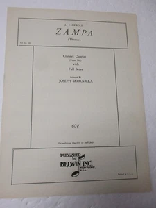 L J Herold Zampa (Themes) for Clarinet Quartet in B Flat Sheet Music Belwin - Picture 1 of 7