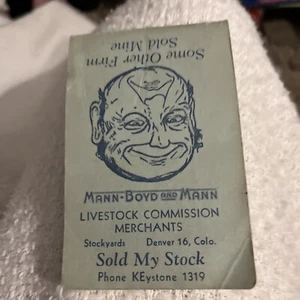 Vintage 1947 Mann Boyd Mann Livestock Commission Optical Illusions Face Denver - Picture 1 of 6