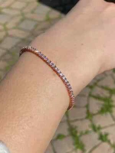 GIA Verified 2MM Round Cut GH/SI Natural Diamond Tennis Bracelet 14kt Rose Gold - Picture 1 of 23