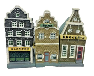 Cerámica 3 Filas Casas Amsterdam Holanda Panadería, Banco, Zapatería Edificios Mini - Imagen 1 de 18
