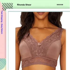 Rhonda Shear 583521 Mocha Pin Up Bra with Back Closure, XL - Picture 1 of 2