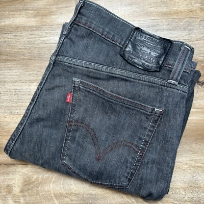 Vintage Levi’s 514 Premium Jeans Men’s 36x32 Charcoal Red Stitching Whisker Y2K - Image 1 of 4