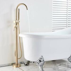 Brushed Gold Freestanding bathroom Shower mixer Floor Mount Bath tub filler Taps