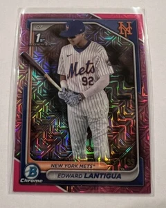 2024 Bowman Chrome Edward Lantigua Fuchsia Mojo Refractor /199 Mets 1st Bowman - Picture 1 of 4