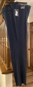 NWT 42W ROUNDTREE & YORKE TRAVELSMART CLASSIC PLEATED PANTS Navy Blue Unhemmed - Picture 1 of 11