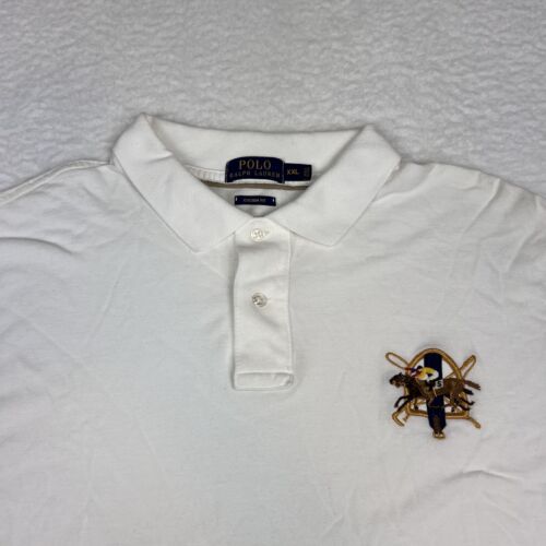 Ralph Lauren Polo Shirt Men’s 2XL XXL White Big Pony Custom Fit Short Sleeve 