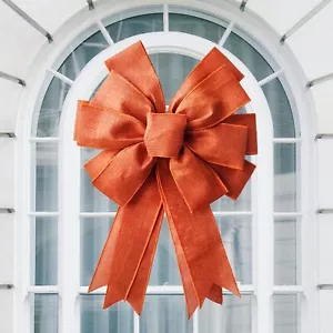 Large Fall Bow Wreath Thanksgiving Decor Buffalo for Indoor Outdoor Orange - Picture 1 of 7
