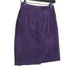 A-line pencil skirt 100% leather Size 5/6 Purple 90's retro 