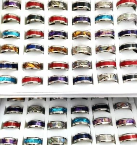 Job lots 36pcs Wholesale Top Mixed Stainless Steel Shell Ring Unique Pattern 8mm - Picture 1 of 6