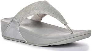 FitFlop Lulu Shimmerlux Zehensteg Kristall Damen Slipper Slide Silber US 5 - 10 - Bild 1 von 6