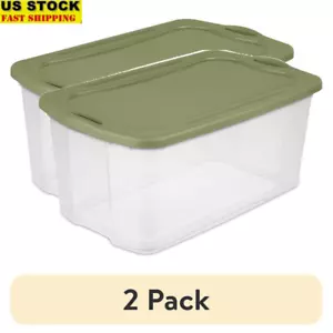 2 Pack 120 Qt EZ Carry Storage Boxes Clear Plastic Stackable W/ Handle BPA Free - Picture 1 of 10