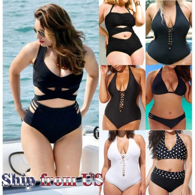 Maiô feminino plus size peça única biquíni roupa de banho monokini maiô - Imagem 1 de 2