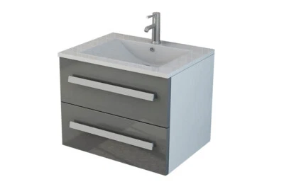 Badezimmermöbel Hochglanz Waschbecken Waschtisch Badezimmer Badmöbel Set 60 cm - Bild 1 von 4