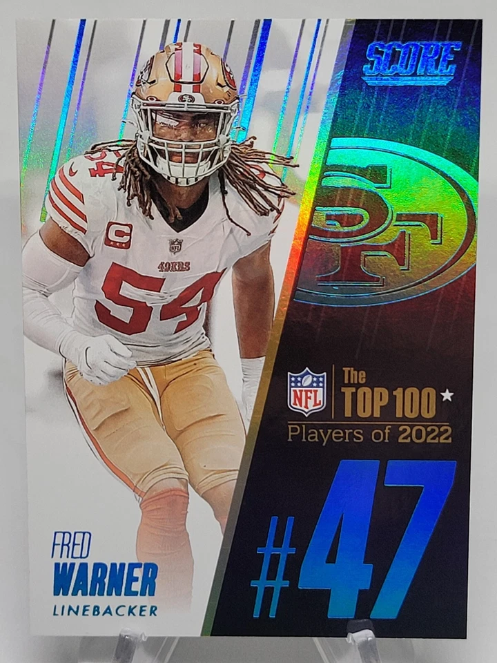 2023 Score Fred Warner Top 100 Case Hit SSP 49ers Future HOF - Image 1 of 3