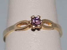 10k Yellow Gold Ring With Glass And Foil Back Design To Look Like A Amethyst