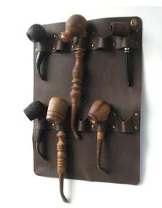 wall mounted cow leather pipe bag tool hardware hanging holder pocket coffee X8 - Picture 1 of 3