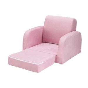 Keezi Kids Sofa 2 Seater Children Flip Open Couch Lounger Armchair Soft Pink - Picture 1 of 6