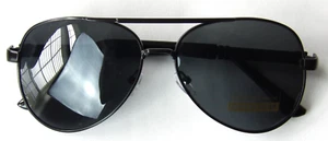 NEW Unisex Classic Black Aviator Sunglasses Full Rim with Black Lenses with Case - Picture 1 of 16