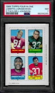 PSA 7 - 1969 Topps 4-in-1 - Charley Taylor/Jimmy Johnson/J.Smith/J.Grabowski HOF - Picture 1 of 2