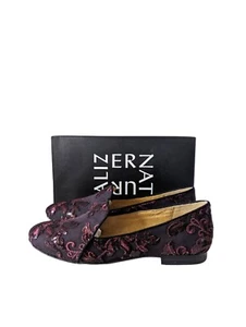 Naturalizer Emiline Burgandy Embroidered Sequin Flats Loafers Womens Size 9 New - Picture 1 of 8