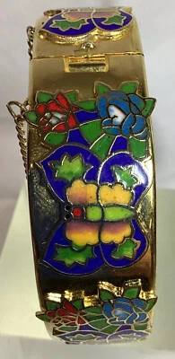 Pulsera Mariposa Cloisonné Brazalete Articulado Cadena Seguridad Foto 1 de 4