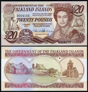 Falklandinseln - 20 Pounds 2011 aUNC / UNC P. 19 Queen Elizabeth ll Lemberg-Zp - Bild 1 von 1