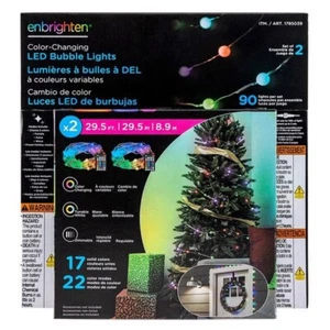 Enbrighten LED Color Changing Bubble Lights, 2x29.5ft 180 Bulbs Christmas Lights - Picture 1 of 7