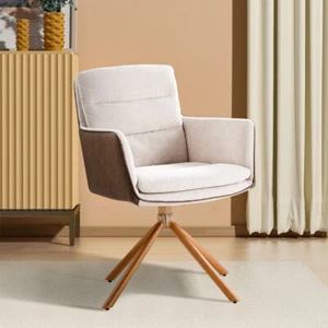 Swivel Accent Chair Modern Upholstered Armchair Vanity Seat with 4 Metal Legs UK - Picture 1 of 39