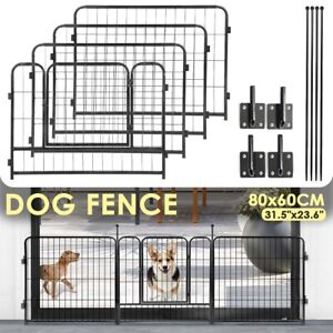 Dog Fence 4 Panels 24''H Pet Playpen Metal Outdoor Camping Foldable Wall Hanging