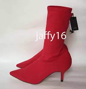 ZARA NEW WOMAN FABRIC HIGH HEEL ANKLE BOOTS RED 35-42 REF. 5118/201 - Picture 1 of 9