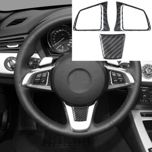 3pcs Carbon Fiber Steering Wheel Button Sticker Trim Set For BMW Z4 E89 2009-16 - Picture 1 of 11