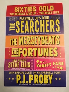 Sixites Gold Promo UK Tour Flyer Featuring The Searchers P.J. PROBY Merseybeats - Imagen 1 de 2