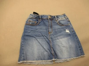 ZARA Size 11/12 Girls Blue Adjustable Waist Zip Fly Pocket Short Denim Skirt 342 - Picture 1 of 8