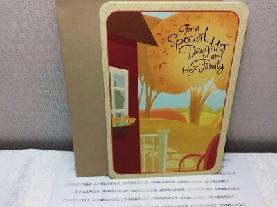TARJETA DE FELICITACIÓN HIJA Y FAMILIA DE ACCIÓN DE GRACIAS HALLMARK NUEVA CON SOBRE "FAMILIA..." Foto 1 de 2