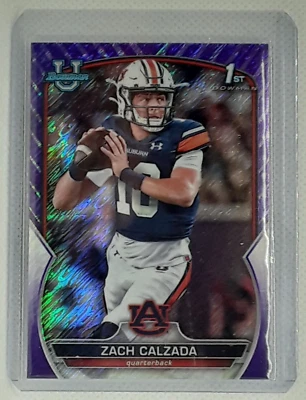 Zach Calzada 2022 Bowman Chrome University - 1st Purple Shimmer #93 - Auburn - Image 1 of 2