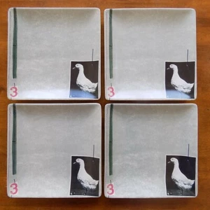 Set of 4 Duck/Goose Gray #3 West Elm Square Salad Plates - Picture 1 of 7