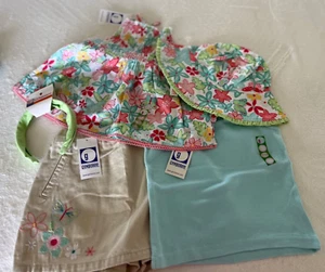 NWT GYMBOREE BUTTERFLIES Line 5 Piece Lot Skort Hat 2 Tops + Headband Sz M 4 Yrs - Picture 1 of 5