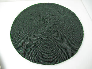 Glass Beaded Placemat 15” Green  St. Nicholas Square
