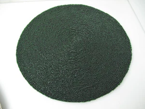 Glass Beaded Placemat 15” Green St. Nicholas Square - Picture 1 of 5