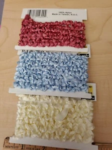 Wrinkle Ribbon - (#3 Pkgs) 5 Ft Each - Yellow - Mauve - Blue - New on Card - Picture 1 of 4