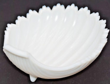 Vintage unmarked Milk Glass Clam Shell Footed Trinket Candy Dish