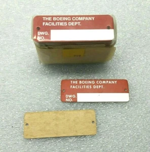 BOEING Aircraft Company Metal Equipment Identification Tag, 2 Surplus Tag Lot - Picture 1 of 8