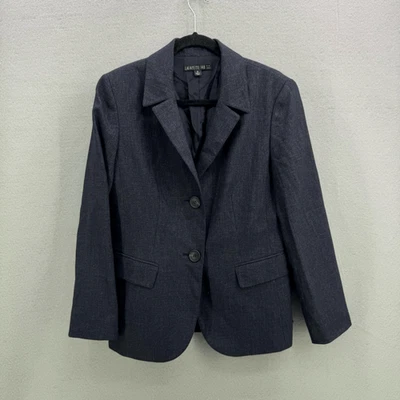 Lafayette 148 Blue/Gray Wool Blend Blazer Jacket Size 8 - Image 1 of 4